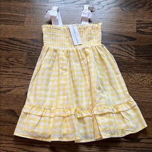 NWT Janie and Jack Yellow Gingham smocked sundress dress size 3